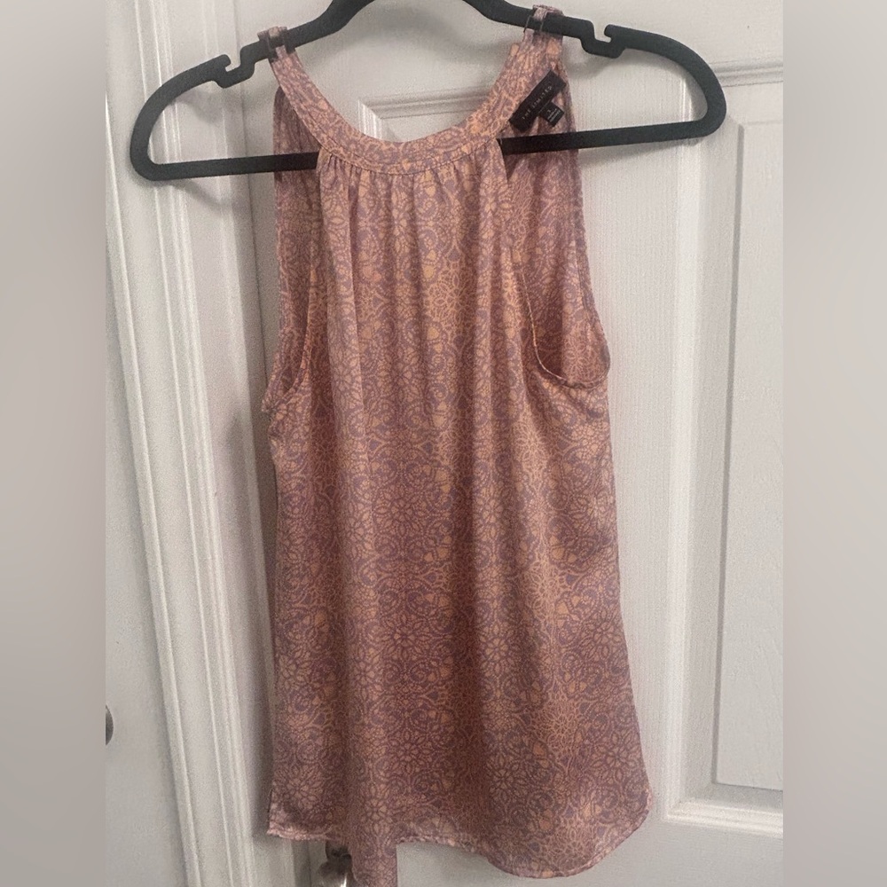 The Limited Top Womens S Pink Purple Floral Halter Blouse Tie Neck Boho Bohemian